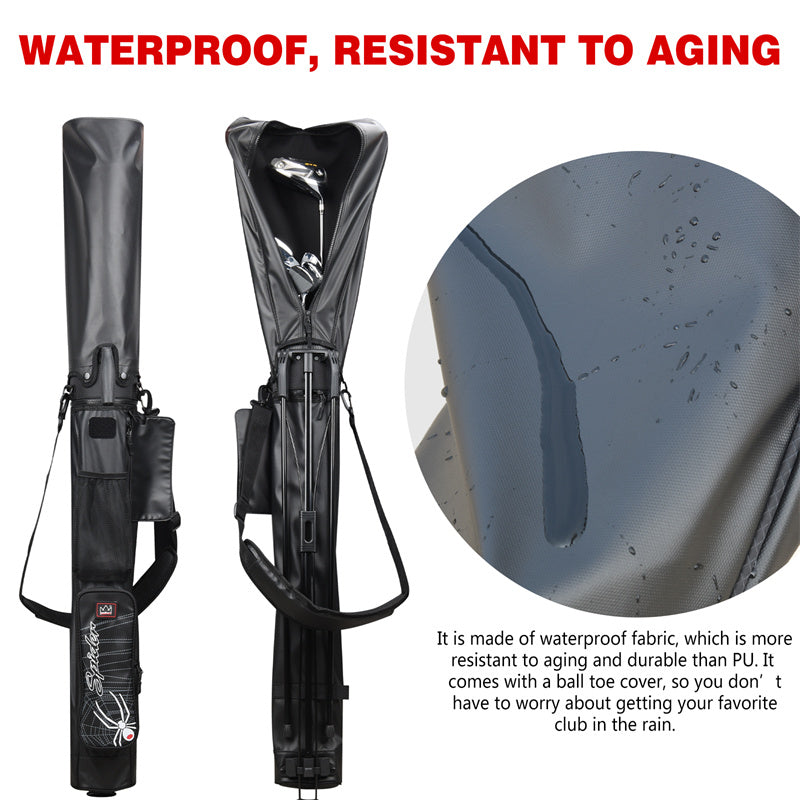 Black Lightweight Golf Carry Stand Bag, Perfect for Driving Range, Par 3 Course
