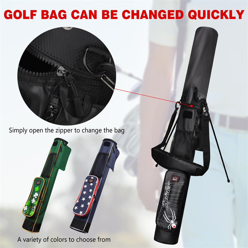 Black Lightweight Golf Carry Stand Bag, Perfect for Driving Range, Par 3 Course
