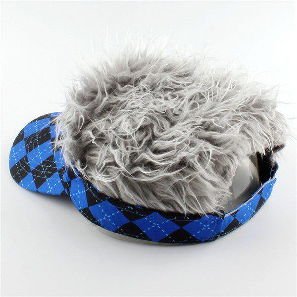 Blue & Black Argyle Fake Hair Cap (Gray/Brown Hair) - CraftsmanGolf