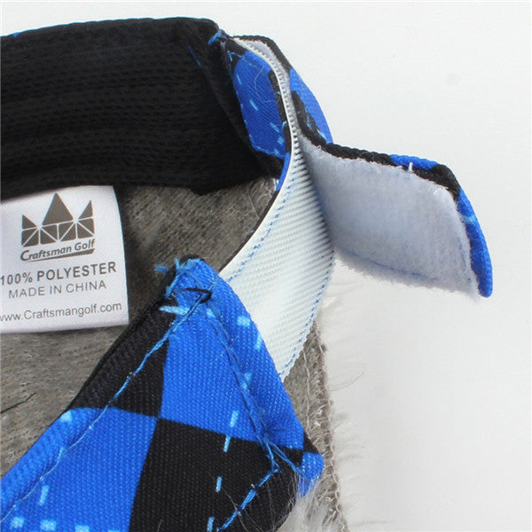 Blue & Black Argyle Fake Hair Cap (Gray/Brown Hair) - CraftsmanGolf
