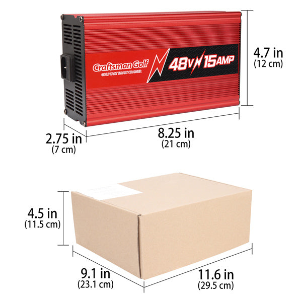 the size of craftsmangolf cart battery charger