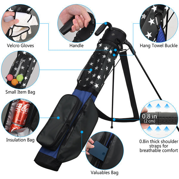 Blue-Grey Contrast Stars Lightweight Golf Stand Bag