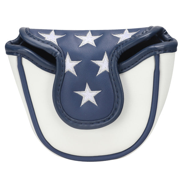 Blue White Leather With Red Stripes Mallet Putter Headcover
