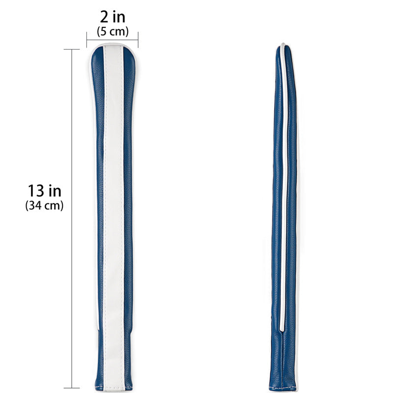 Blue & White Stripes Leather Alignment Stick Cover - Craftsman Golf