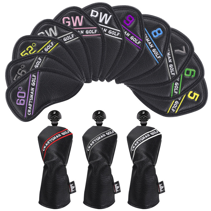 Colorful Embroidery Number Iron Head Cover Set - CraftsmanGolf