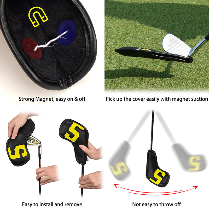 Large Colorful Number Iron Head Covers With Magnet Closure 12pcs - Craftsman Golf