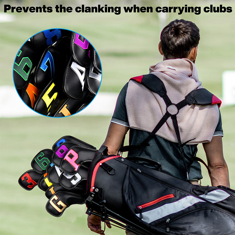 Large Colorful Number Iron Head Covers With Magnet Closure 12pcs - Craftsman Golf