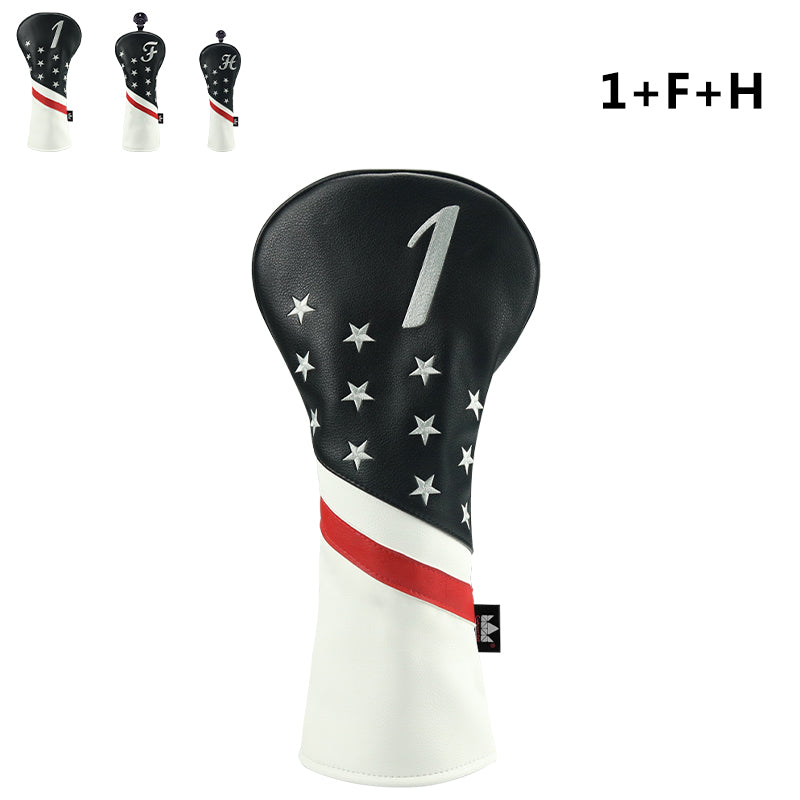 Custom Grey Stars Golf Wood Headcovers- CraftsmanGolf