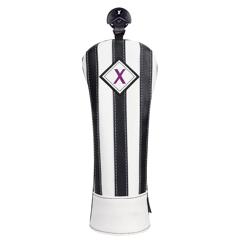 Craftsman Golf® Custom Your Name Black & White Stripe Leather Golf Head Covers