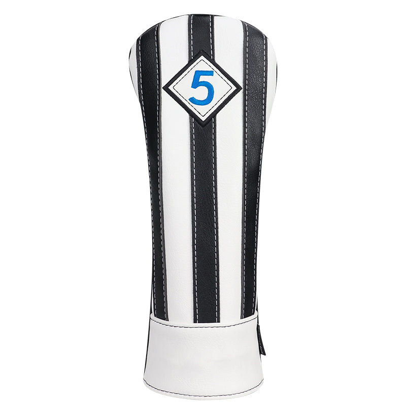 Craftsman Golf® Custom Your Name Black & White Stripe Leather Golf Head Covers