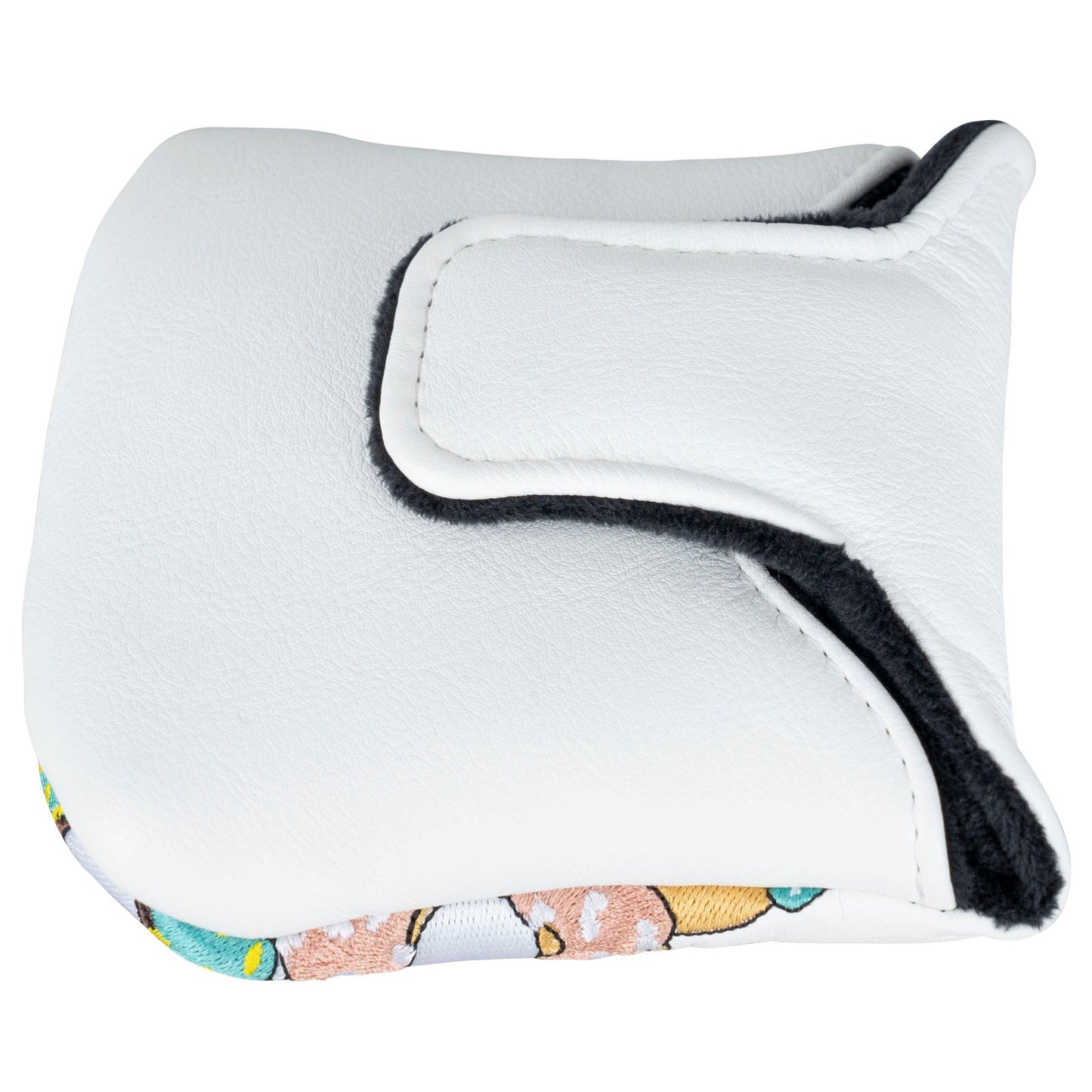 Donuts White Leather Golf Club Large Mallet Putter Head Cover With Magnet Closure - Craftsman Golf