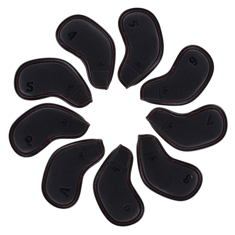 Embossed Number Black Leather Iron Cover Set