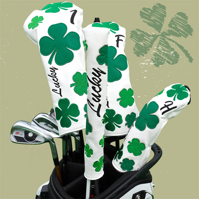 Four-Leaf Clover Leather Alignment Stick Cover - Craftsman Golf