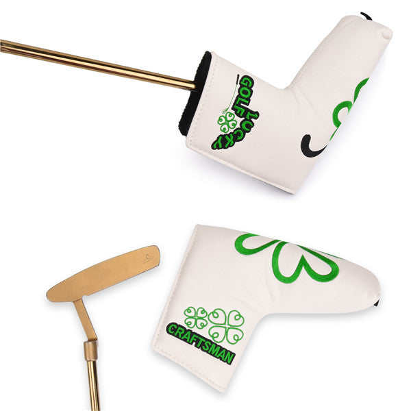 Green Lucky Clover Leather Putter Head Cover