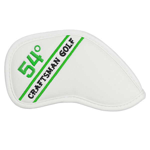 Colorful Embroidery Protective White Leather Wedge Iron Headcover 48° 50° 52° 54° 56° 58° 60° 62° 64°