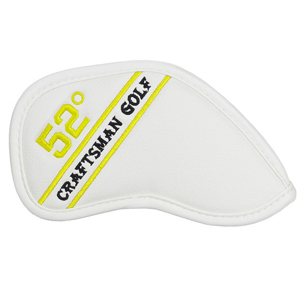 Colorful Embroidery Protective White Leather Wedge Iron Headcover 48° 50° 52° 54° 56° 58° 60° 62° 64°