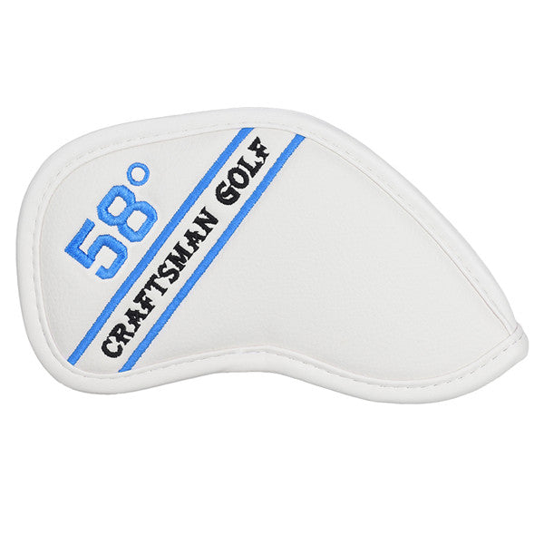 Colorful Embroidery Protective White Leather Wedge Iron Headcover 48° 50° 52° 54° 56° 58° 60° 62° 64°