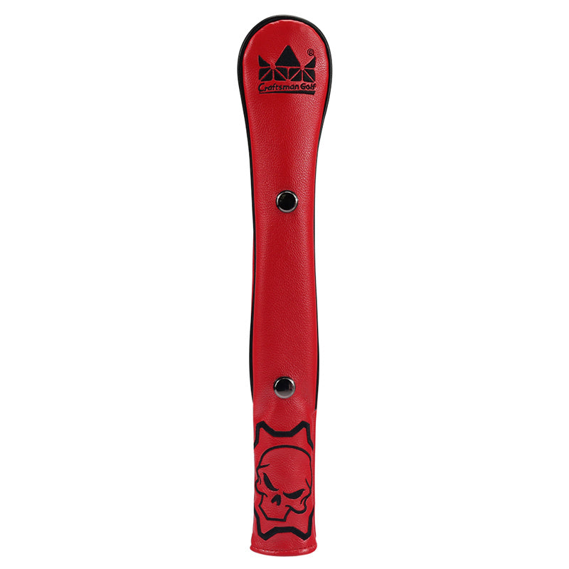 Black leather Skull Alignment Stick Covers with Snap Button - CraftsmanGolf