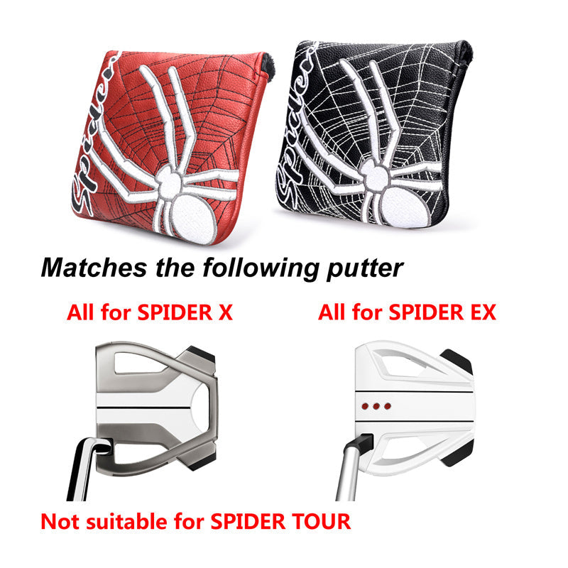Spider Embroidery Leather Large Mallet Putter Headcover - Craftsman Golf