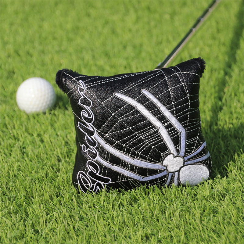 Spider Embroidery Leather Large Mallet Putter Headcover - Craftsman Golf