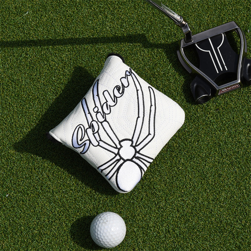 Spider Leather Large Mallet Putter Headcover With Magnet Closure - Craftsman Golf