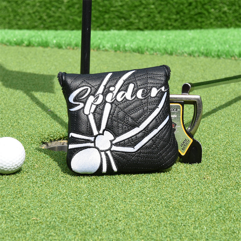 Spider Leather Large Mallet Putter Headcover With Magnet Closure - Craftsman Golf