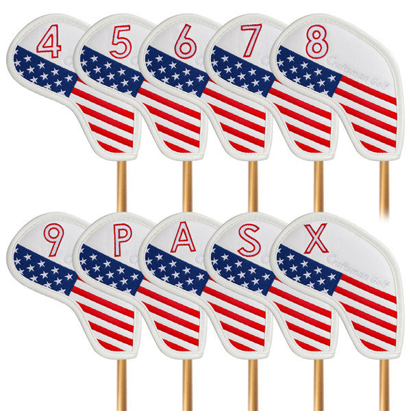 Stars and Stripes Protective Iron Headcovers Set (4-9,P,A,S,X) - CraftsmanGolf