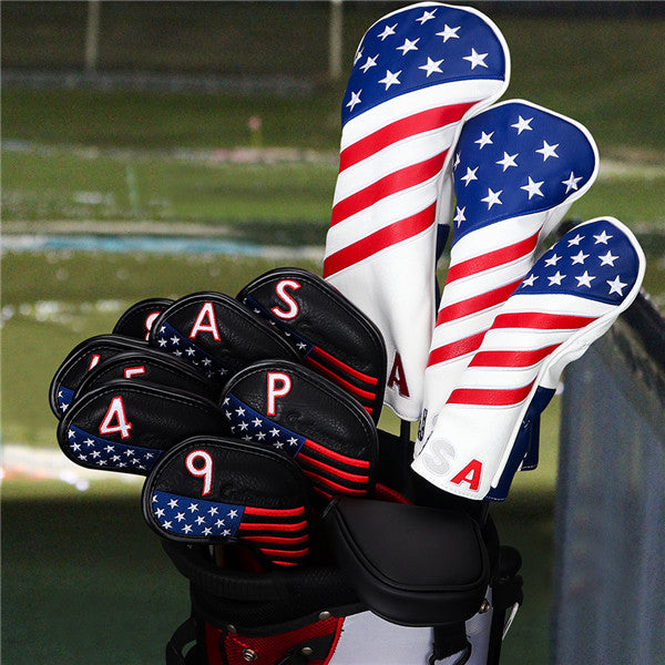 Stars and Stripes Protective Iron Headcovers Set (4-9,P,A,S,X) - CraftsmanGolf