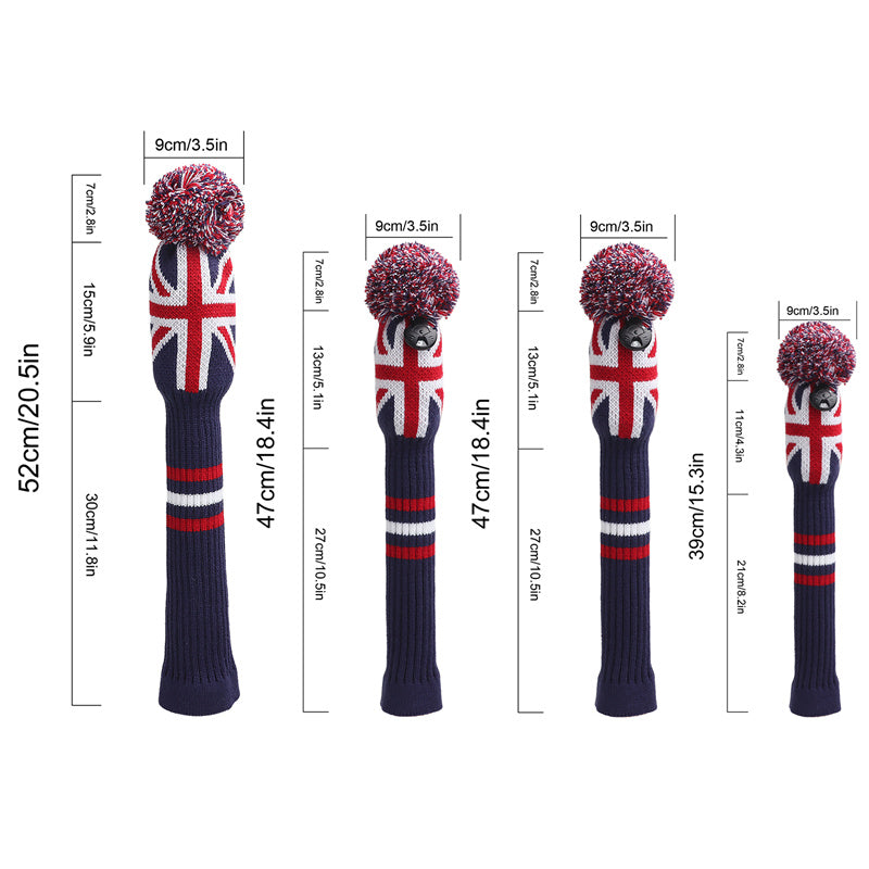 UK Union Flag Knitted Pom Pom Golf Head Cover - Craftsman Golf