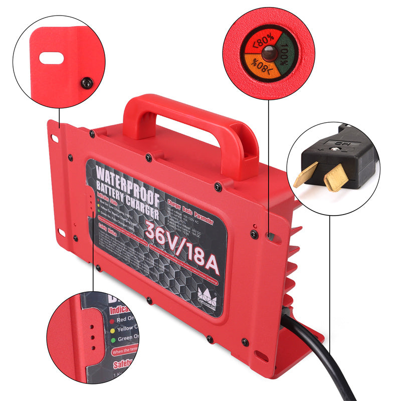 36V 18A Club Car Waterproof Golf Cart Battery Charger-Craftsman Golf