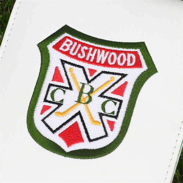 Custom White Leather Shield Scorecard & Yardage Book Holder