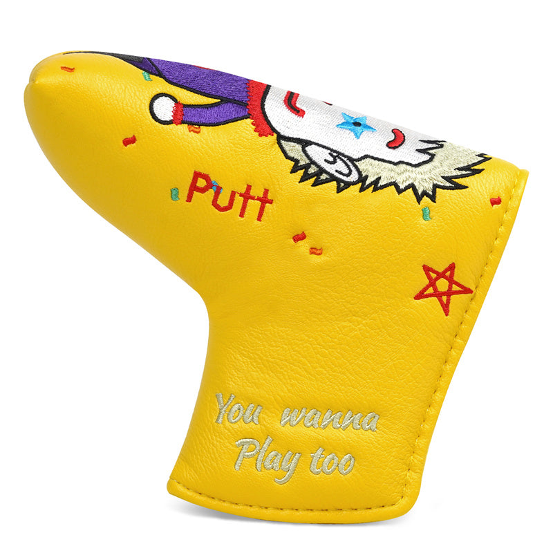 Yellow PU Leather Clown Man Golf Club Blade Putter Head Cover