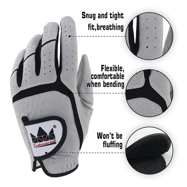 2019 Men Worn on Left Hand Microfiber Leather Golf Glove - CraftsmanGolf