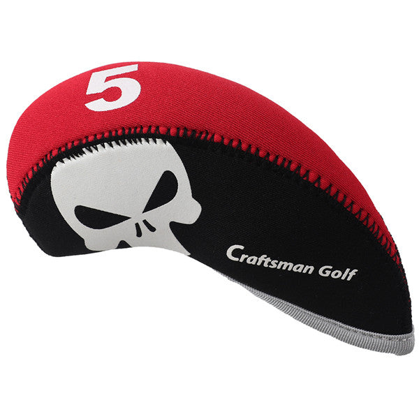 Red&Black Skull Neoprene Iron Head Cover Set (3-9,P,A,S,L) - CraftsmanGolf