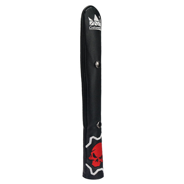 Black leather Skull Alignment Stick Covers with Snap Button - CraftsmanGolf