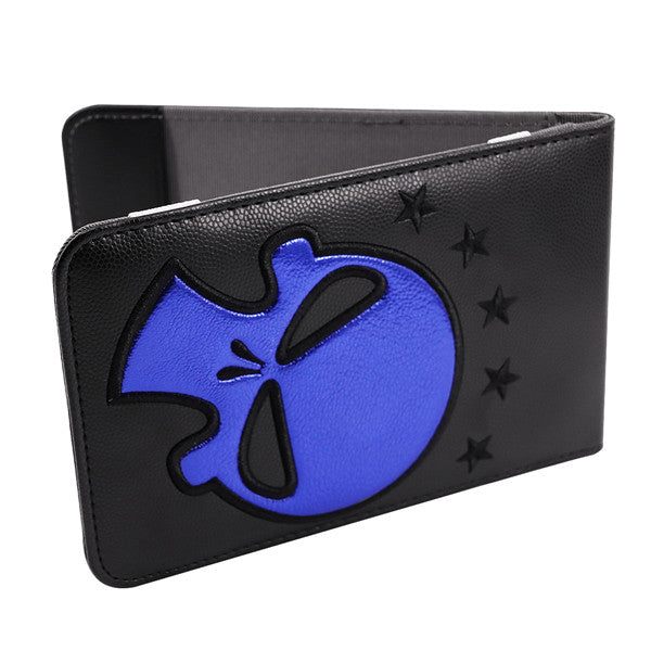 Blue Skull Black Leather Scorecard and Yardage Book Holder - CraftsmanGolf