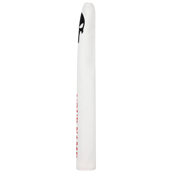 Custom Skull White Leather Alignment Stick Cover - CraftsmanGolf