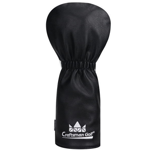 Custom Your Name Black & White Stripe Leather Golf Head Covers - CraftsmanGolf