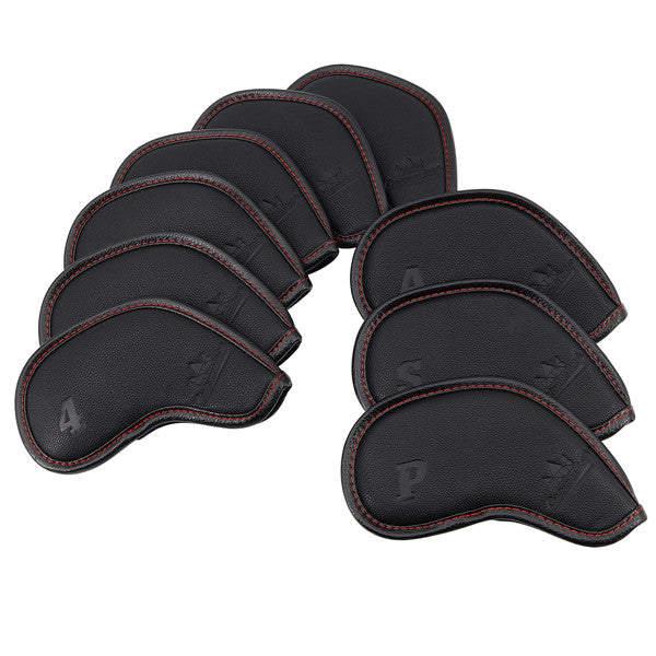 Embossed Number Black Leather Iron Cover Set - CraftsmanGolf