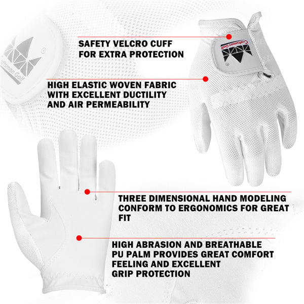 Junior Breathable Microfiber Synthetic Golf Gloves 1 Pair