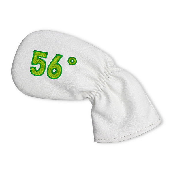 White Leather Both Sides Embroidered Wedge Iron Head Covers