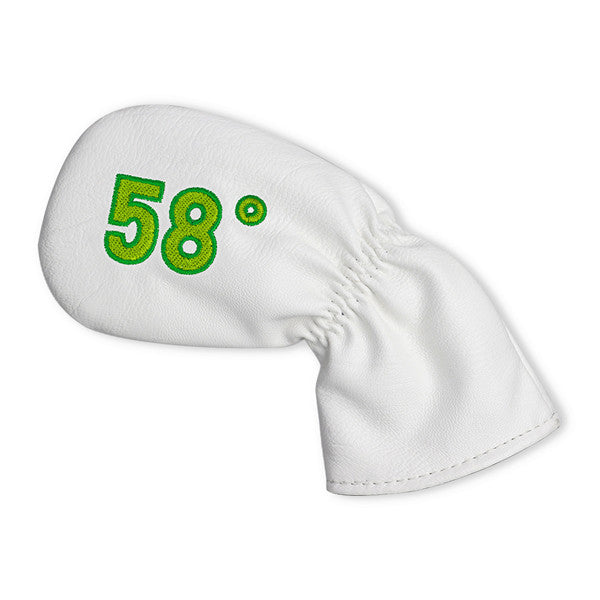 White Leather Both Sides Embroidered Wedge Iron Head Covers