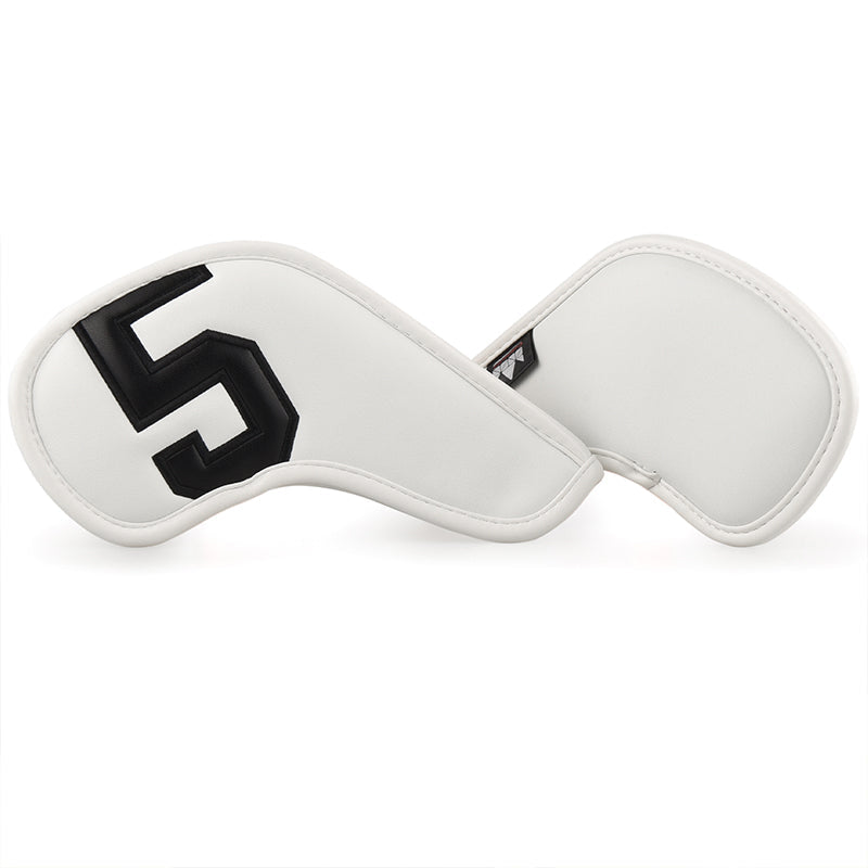 Personalized Large Number White Leather Iron Head Covers With Your Name 10pcs