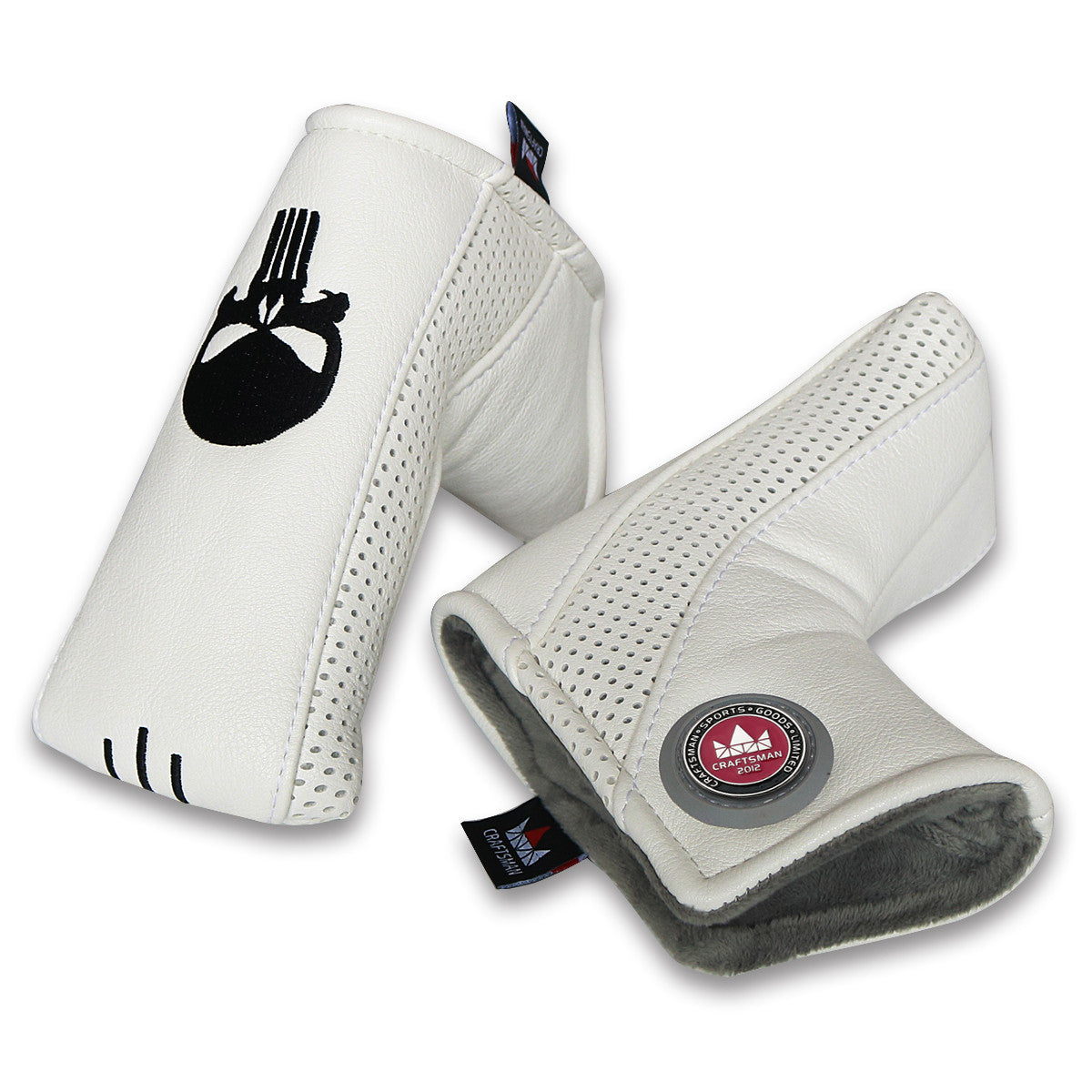 Skull Leather Putter Head Cover With Marker - CraftsmanGolf