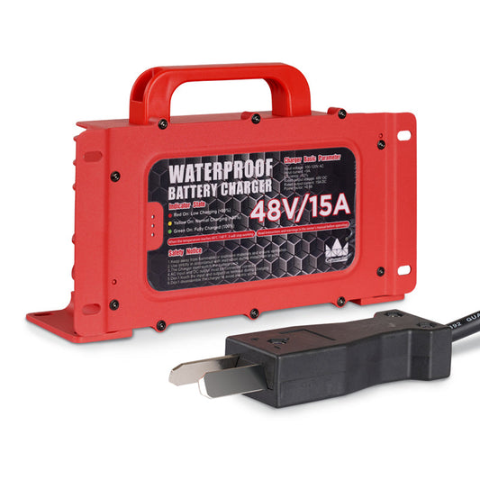 Waterproof Craftsman Golf® Club Car EZGO 15 AMP 48 Volt Golf Cart Battery Charger With Crowfoot Plug - Craftsman Golf