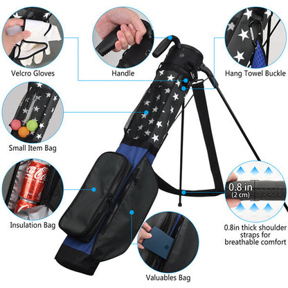 Blue-Grey Contrast Stars Lightweight Golf Stand Bag