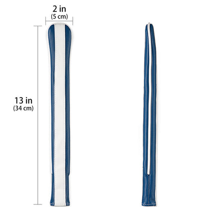 Blue & White Stripes Leather Alignment Stick Cover - Craftsman Golf