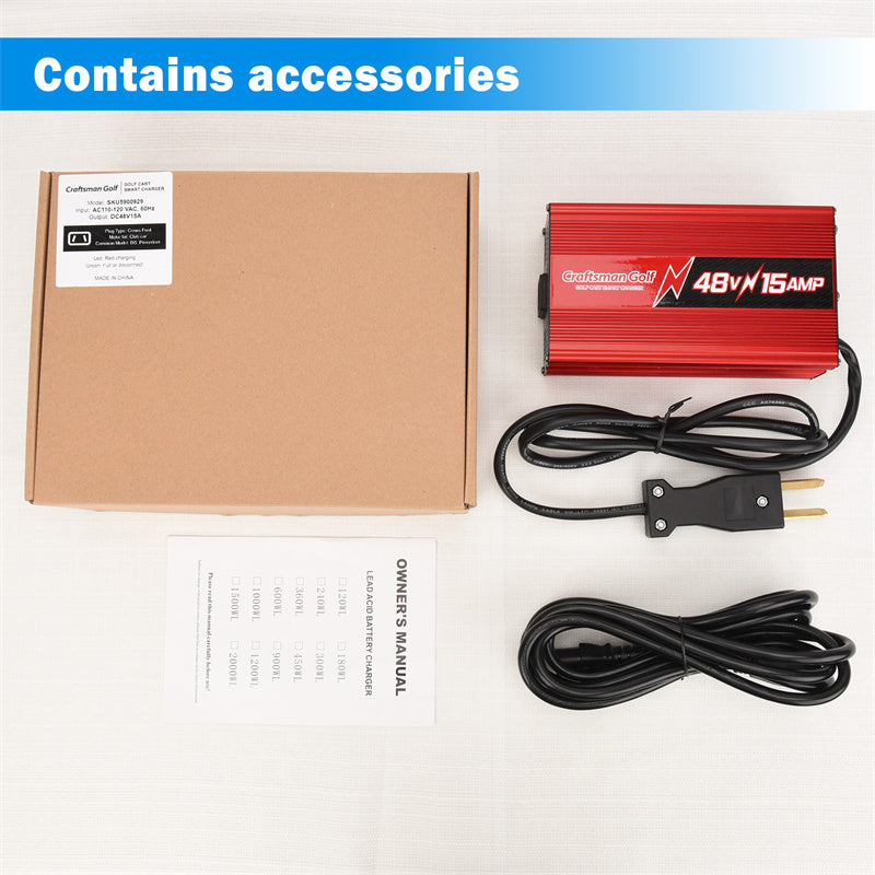 Club Car EZGO 15 AMP 48 Volt Golf Cart Battery Charger With Crowfoot Plug-Craftsman Golf