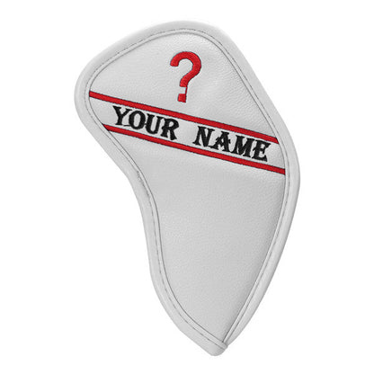 Custom Individual White Leather Iron Head Cover - Craftsman Golf 