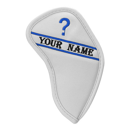Custom Individual White Leather Iron Head Cover - Craftsman Golf